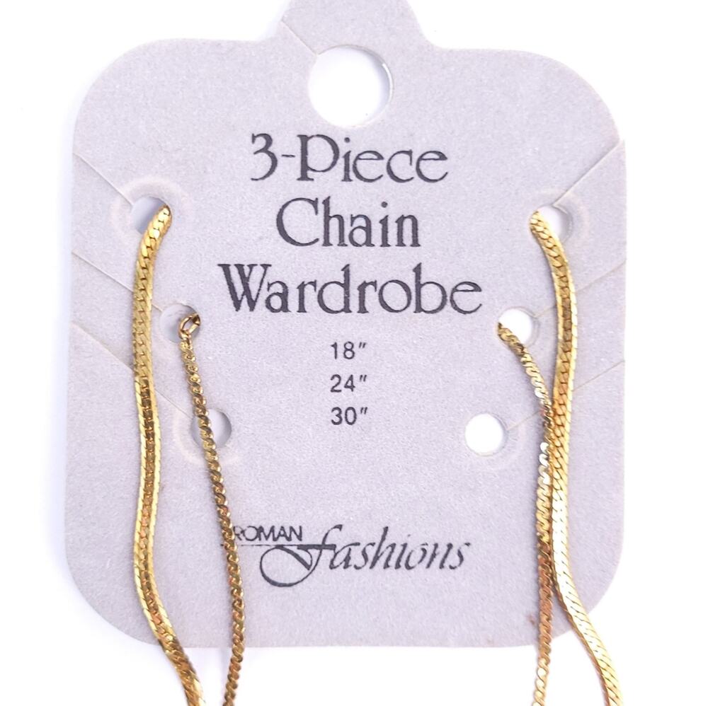 NEW Vintage Two Fashion Chains Gold Tone from Roman Fashions Y2K Style 90s